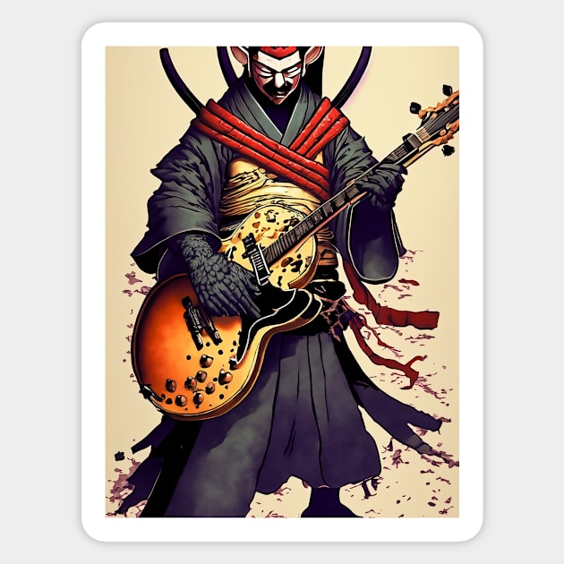 Mysterious creature playing the guitar Sticker by CRAZYMAN